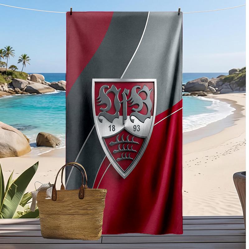 Пляжное полотенце с принтом футбольного клуба VfB Stuttgart, Большое, Мягкое, Быстросохнущее, для Пляжа, Кемпинга, Плавания