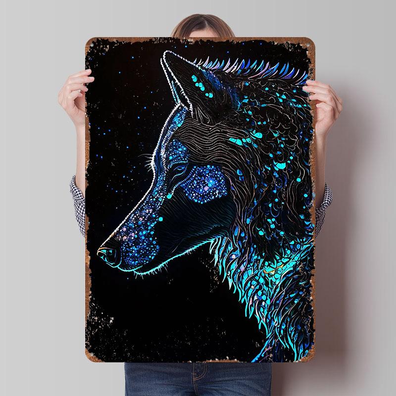 Paint Black Wolf Tinplate Poster Custom Wall Art Vintage Metal Signs Retro Tin Plaque for Bar Accessories Gaming Room Decoration