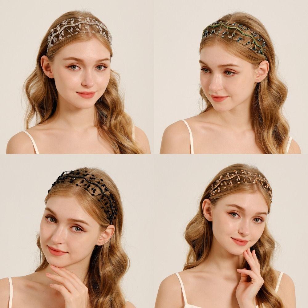 Ручная работа Сверкающая тиара со стразами Элегантные повязки на голову Свадебные повязки для волос Женские