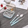 3pcs Foldable Stainless Steel Cutlery Set Removable with Square Box Flatware Set Space-saving Reusable Spoon Fork Chopstick