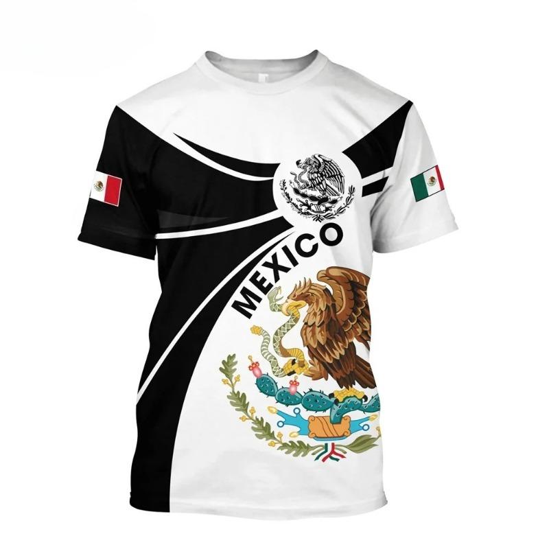 3D Print Mexico Flag Sports Breathable Men T-Shirt Football Uniform Team Club Parent-Child Clothing Short Sleeve Top