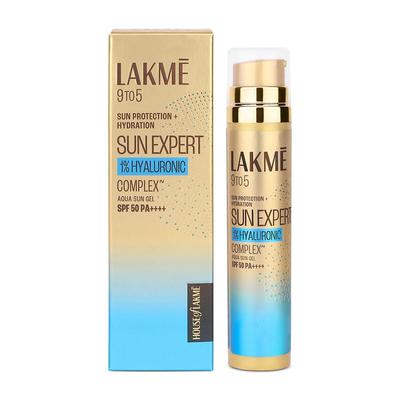 Солнцезащитный гель Lakmé Sun Expert 1% гиалуроновый SPF 50 Pa++++ для UVA/B, без белого налета, для увлажнения 56 г для всех типов кожи