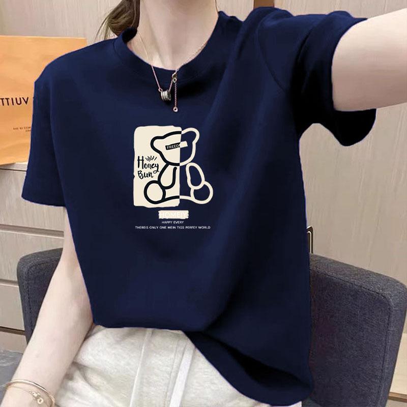 2025 Summer Women's Pure Cotton Short Sleeve T-shirt - Fashionable, Versatile, Age-Reducing Round Neck Top