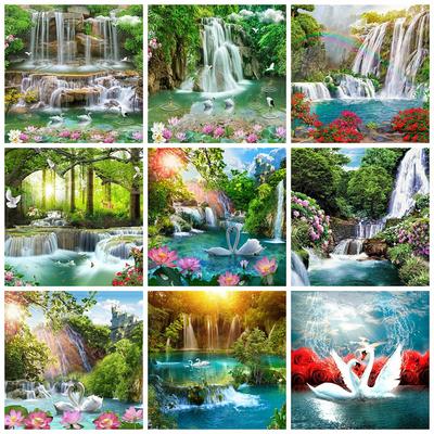 5d алмазная живопись водопад мозаика природа DIY алмазная вышивка лебедь стразы картины домашний декор ремесленный комплект