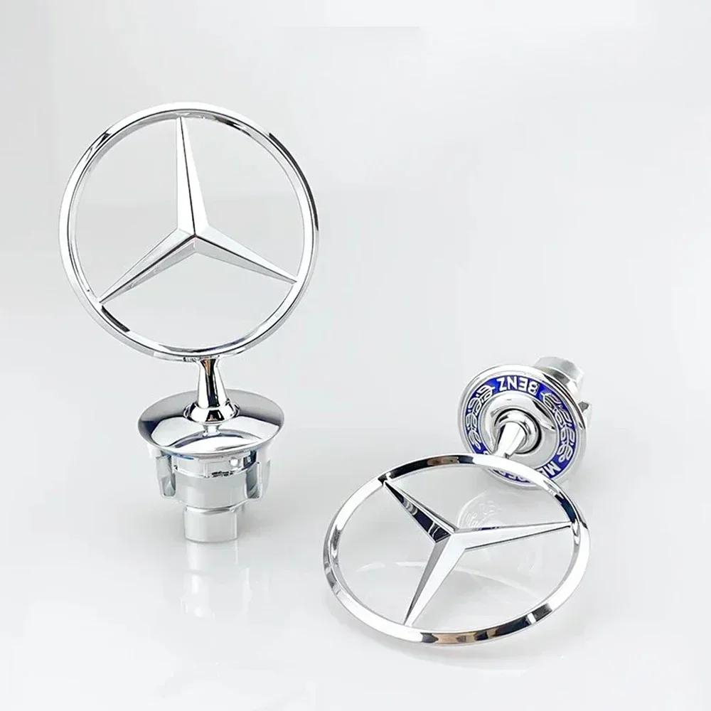 TCPDU1 1Pcs Car Front Bonnet Logo Emblem Zinc Alloy Decorate Badge For Mercedes Benz W204 W220 C180 C200 E260 E300L Auto Accessories