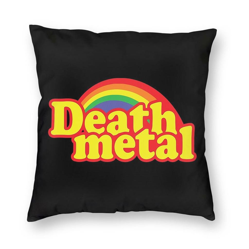 Подушка квадратная с принтом Death Metal, наволочка из полиэстера, льна, велюра, креативная, на молнии, декоративная наволочка для кровати