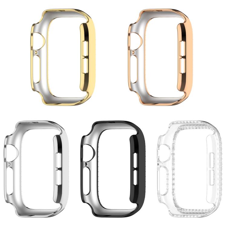 Single Row Diamond Hollow PC Watch Case for Apple Watch Series 12 42mm Aluminum / Titanium, Bling Anti-scratch Bumper Frame