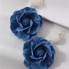 Denims Blue Rose Earrings Handmade Flower Earrings Fashion Denim Floral Earrings