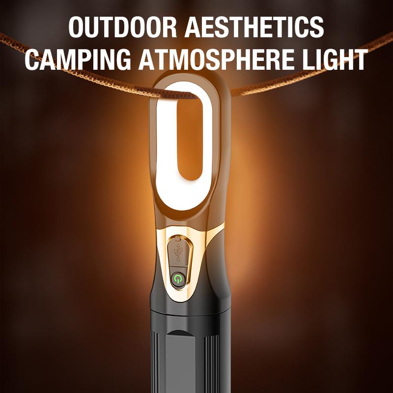 LED flashlight outdoor strong light charging long endurance multifunctional camping light portable home emergency cob work light