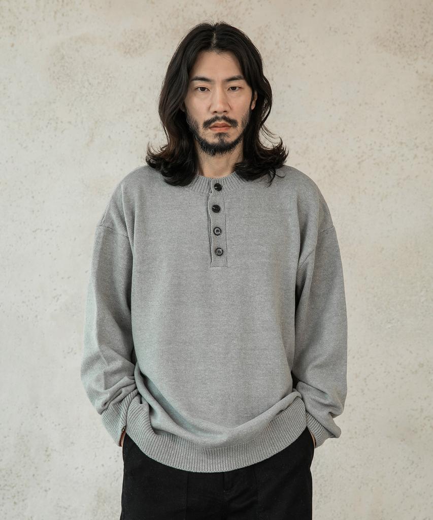 RUGGED HOUSE All Days Cotton Henley Neck Knit 3 Colors
