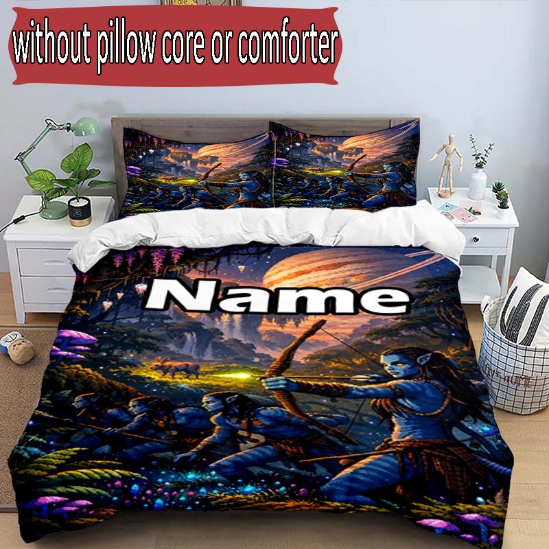 3pcs Duvet Cover Set (1*Duvet Cover + 2*Pillowcase, Without Core), Custom Name Avatar Pattern Bedding Set, Home Bedroom Decor Gift