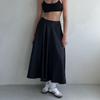 Женская летняя элегантная атласная однотонная юбка с высокой талией, повседневная трапециевидная юбка с оборками