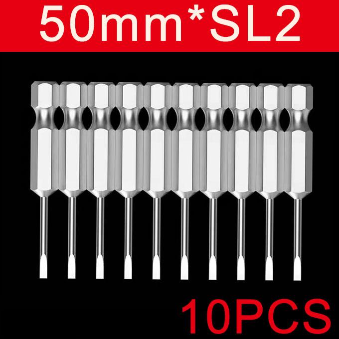 6/10 шт. 50 мм 2,0-6,0 мм плоская головка шлицевая отвертка биты сплав S2 1/4" магнитный ручной инструмент отвертка сверло