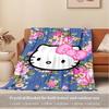 1pc Hello Kitty floral pattern blanket - seasonal home decor, comfortable and machine washable, suitable for all ages, an ideal gift for any