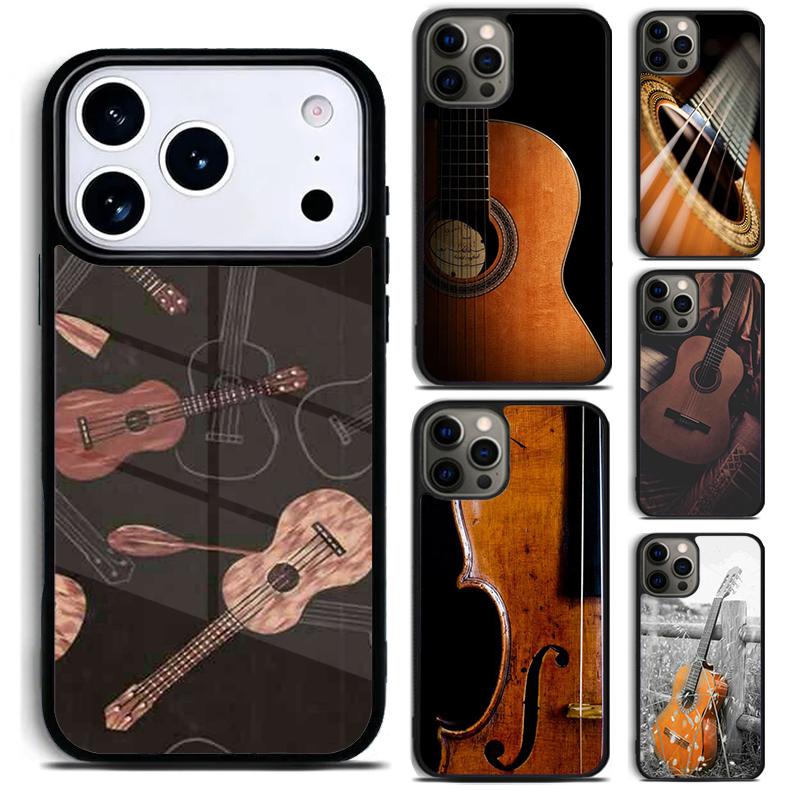 Мягкий чехол для телефона с рисунком музыкальной скрипки и гитары для iPhone 17 16 15 Pro Max Air 14 13 12 11 Plus Ударопрочный чехол Capa Cover