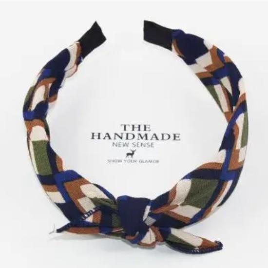 Синяя повязка на голову с бантом, ободок для волос для женщин, аксессуары для волос для взрослых, в горошек, с бантом, повязка на голову для волос, для девочек-подростков, жесткий ободок, полосатый