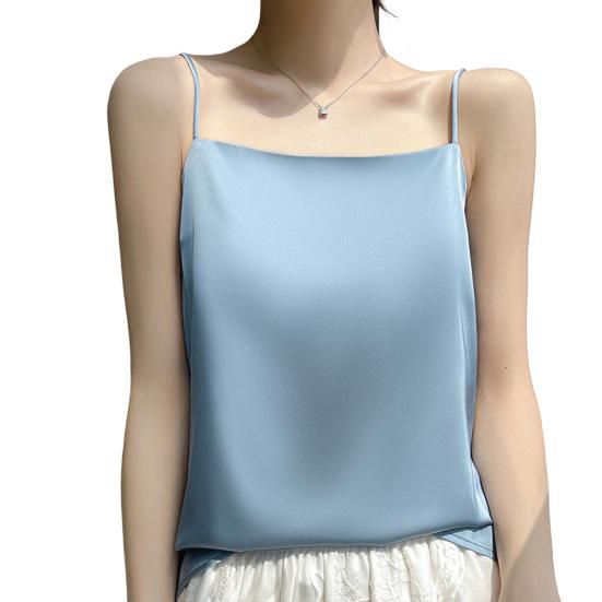 Summer Vest Sling Sleeveless Smooth Fabric Tank Tops Loose Fit Soft Elastic