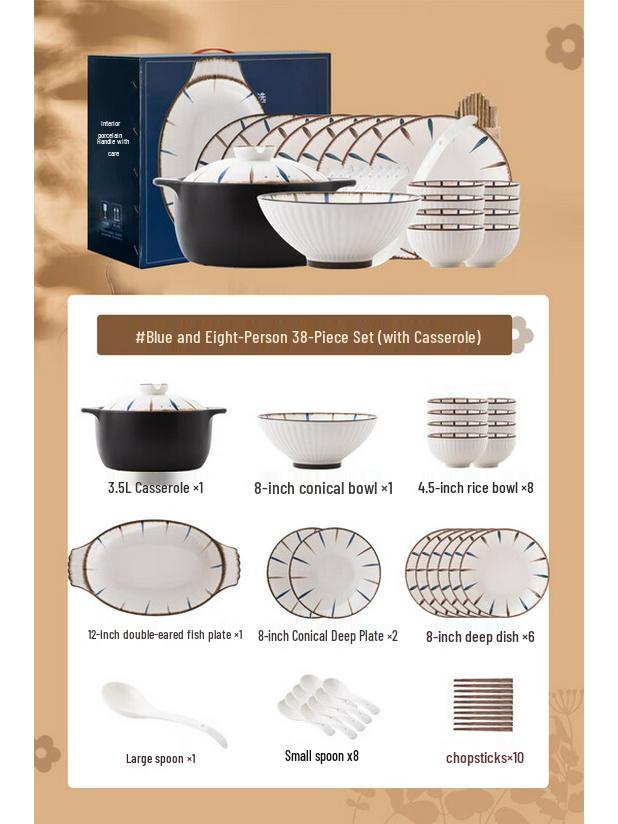 Mode Lanka 67-Piece Japanese Ceramic Dinnerware Set