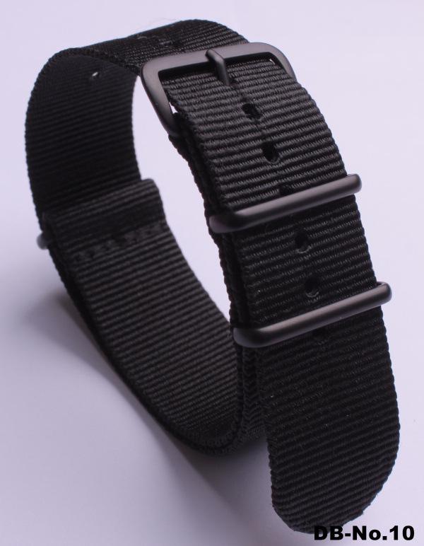 Черный нейлоновый и парусиновый ремешок для часов с вакуумно-нанесенной застежкой