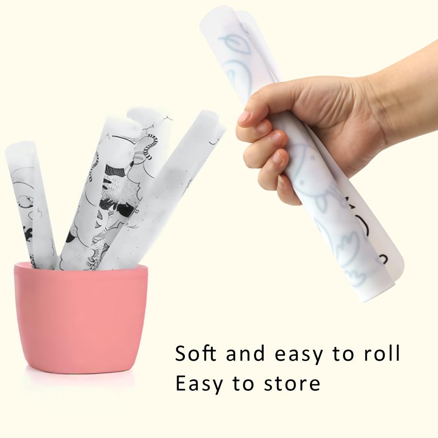 Персонализированные цветные силиконовые детские салфетки с рисунком из мультфильмов, многоразовые коврики для рисования каракулей, детские вещи