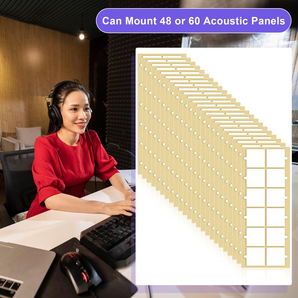 240 Pack Double Sided Tape For Acoustic Foam Panels & Walls, Heavy Duty Adhesive Squares With Easy Peel Tabs, Removable Mounting