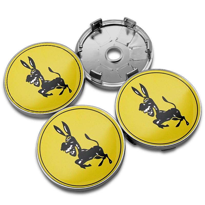 4pcs For Ferrari Donkey Auto Accessories 56mm+60mm Ferrari Donkey Logo Badge Emblem Car Wheel Hub Center Caps Rim Cover Stickers