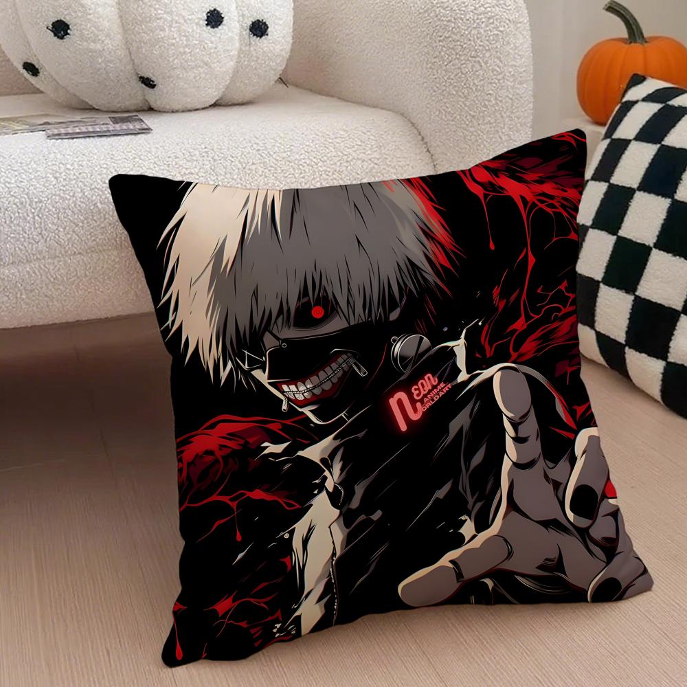 Grim Haunting Tragic Anime TTokyo Ghoul Cushion Cover Throw Pillow Cover Hidden Button Durable Polyester Chair Cushion