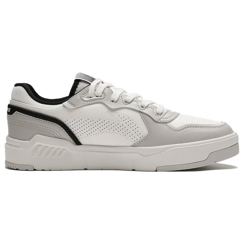 Li-Ning Light Trend Synthetic Leather Non-Slip Wear-Resistant Low-Top Skate Shoes Men Sneakers Light-Gray AGCT009-3