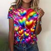 Rainbow Heart Love 3D Print T-Shirts Women Summer Round Neck Short Sleeve T Shirt Y2k Harajuku Oversized Tees Top Woman Clothing