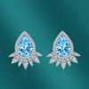 BELLA BOX Fashion Water Drop Zircon Sapphire Stud Earrings Lady Party Accessories