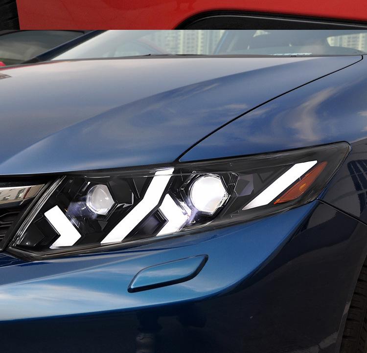 Светодиодная фара в сборе для Honda Civic 9-го поколения (2012-2015) со светодиодными ДХО в стиле Lamborghini и динамическими поворотниками
