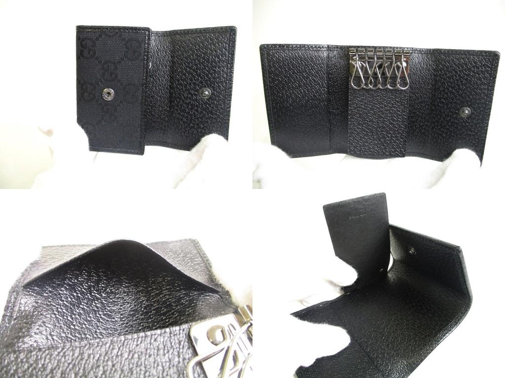 Оригинальный брелок GUCCI GG Black Canvas and Leather 6 Pics #a438 Восстановленный