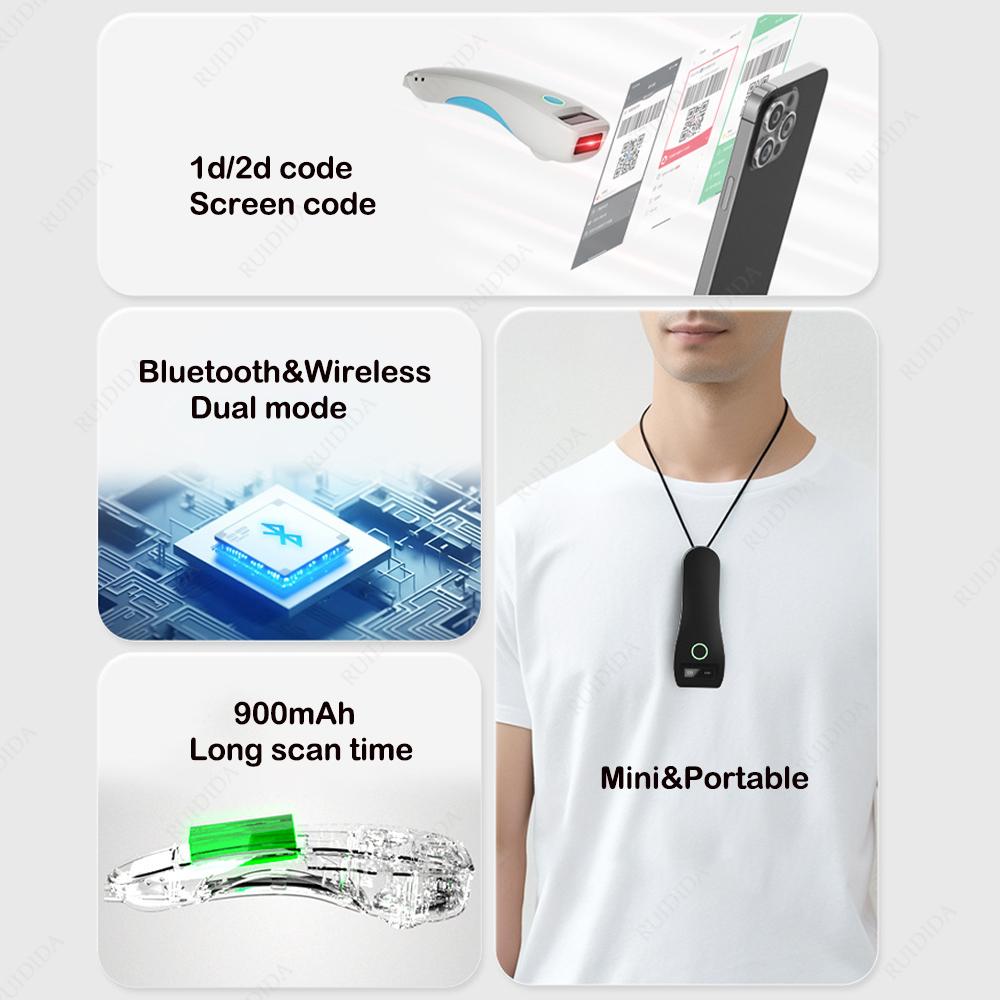 Мини Bluetooth Сканер Штрихкода Packot Беспроводной Считыватель QR-кода Портативный 1D 2D Сканер Штрихкода Ручной для Курьерской Логистики Магазина