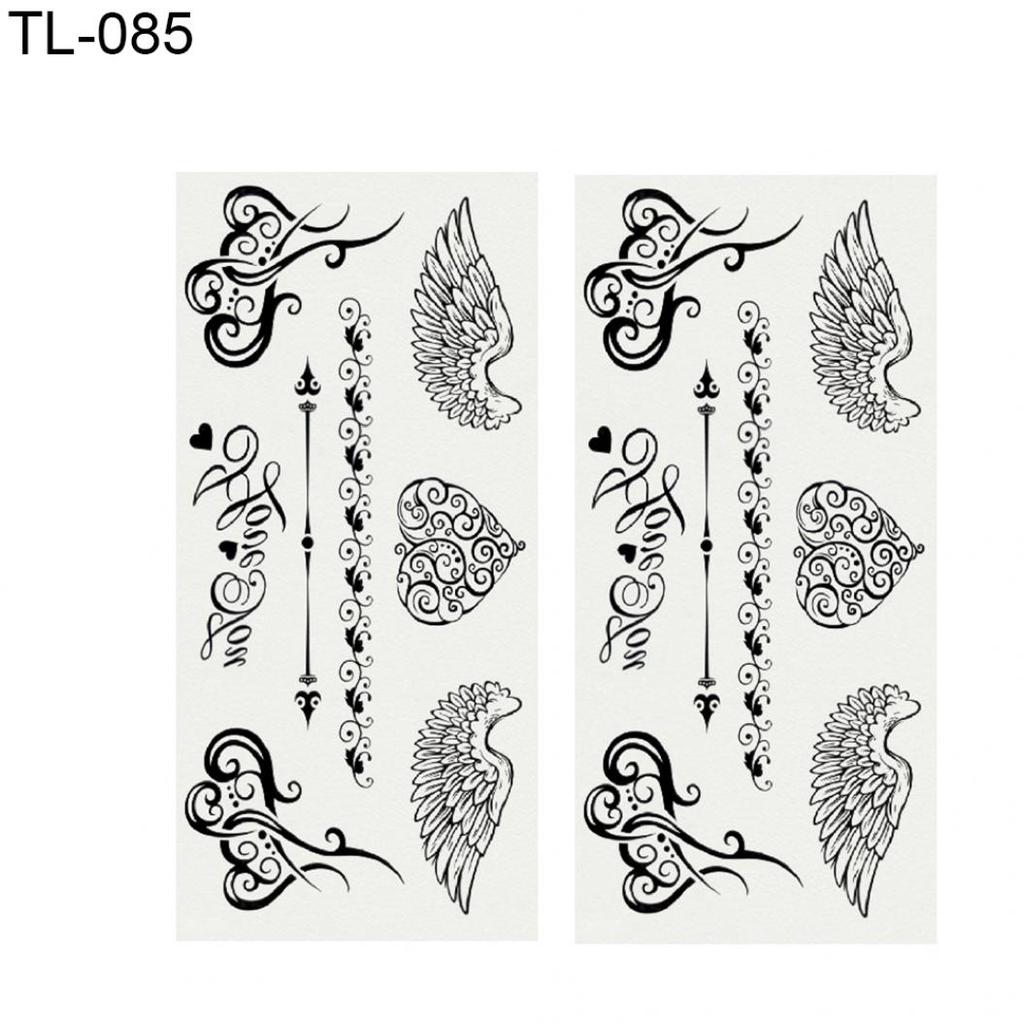 2 листа перо розы письмо бабочка временная татуировка рука боди-арт наклейка
