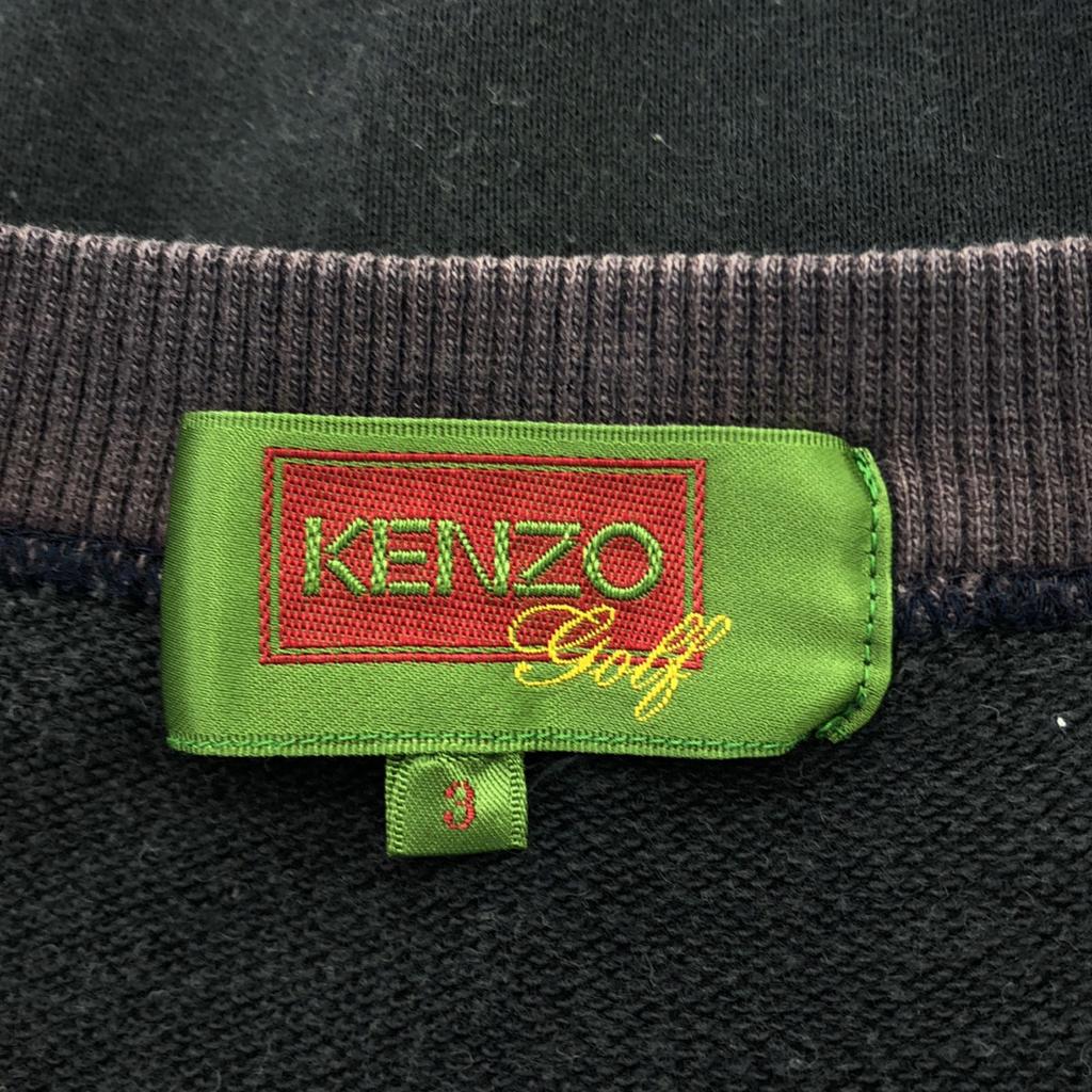 KENZO GOLF 90s Made In Japan Old Logo Embroidery Long Sleeve Openwork Knitting Sweat Men's Used