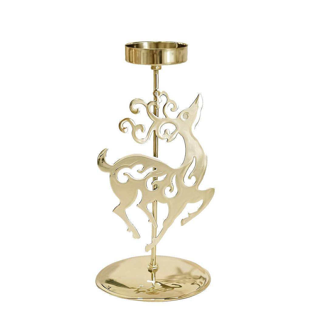 Christmas Candle Holder, Golden Iron Desktop Candle Holder Decoration, Holiday Table Center, Suitable For Party Decoration