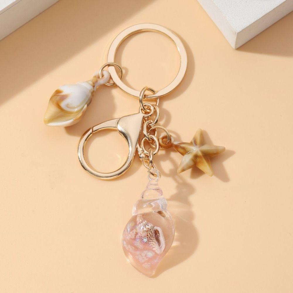 Backpack Decor Sea Beach Pendants Bohemian Style Starfish Shell Keyring  Summer