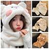 Cute Plush Bear Hat Gloves Warm Blusher Bear Scarf Cartoon Ski