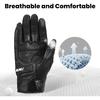 ILM Goatskin Leather Motorcycle Motorbike Powersports Racing Gloves Touchscreen For Men And Women Model DN01(M, Black Unperforated)