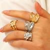 High-End Women's Fashion Irregular Pleated Texture Open Finger Ring Set