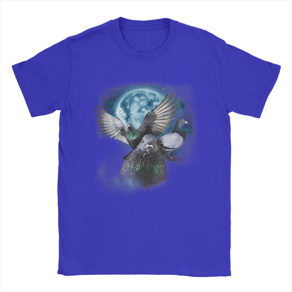 Funny Pigeon Shirt - Funny Pigeons Howling at The Moon Men T Shirt Novelty Tee Shirt Short Sleeve O Neck T-Shirt Tops