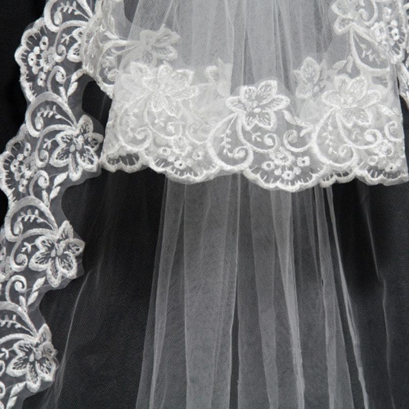 Wedding Accessories Short Wedding Veil White Ivory One Layer Bridal Veil Appliques Lace Edge
