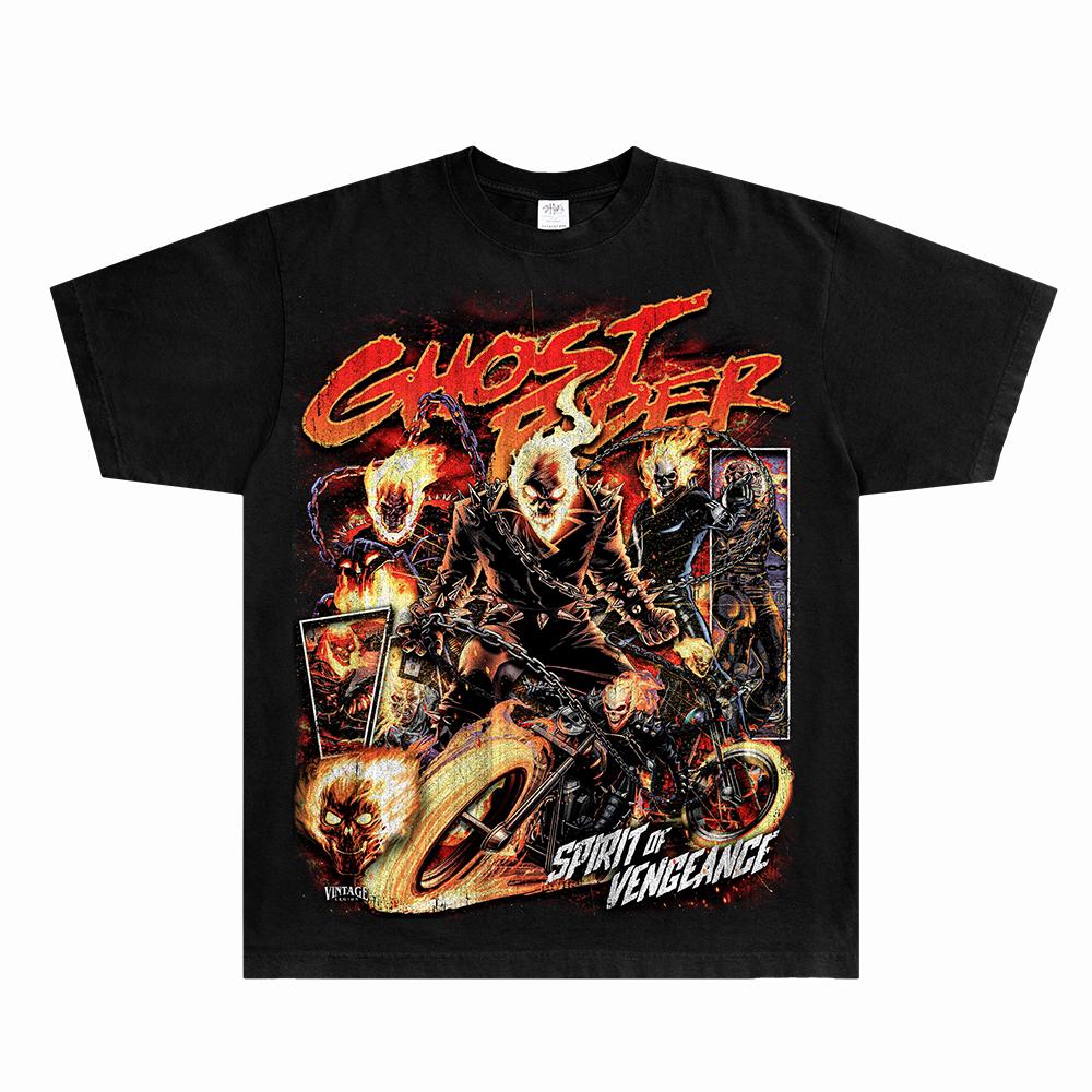 2026 Trend Collection Ghost Rider Character TShirt Unisex Casual Fashion Street Loose Breathable Plus Size Top