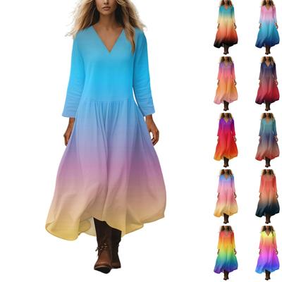 Женское повседневное и модное платье с круглым вырезом и длинными рукавами средней длины