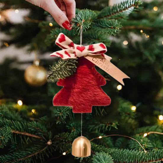 Рождественский колокольчик-подвеска, плюшевый пушистый колокольчик на елку, декоративный дверной колокольчик-подвеска для елки