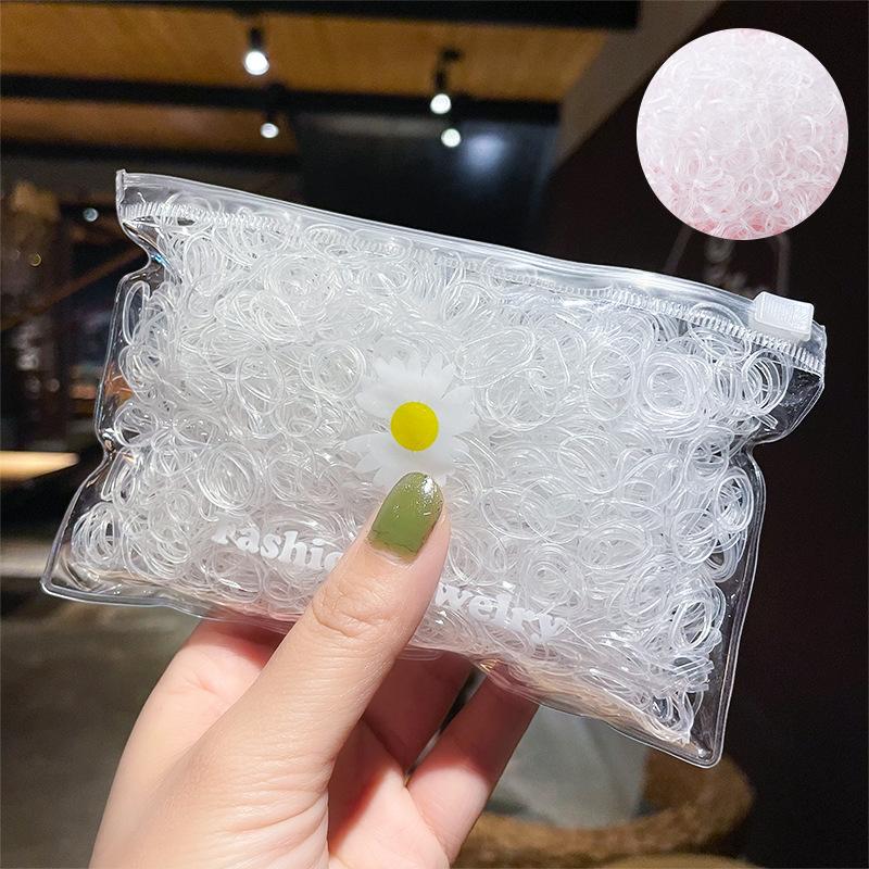 1000PCS Disposable Rubber Band Hairband For Children  Ponytail Hairs Ties Colourful Elastic Hair Bands Baby Hair Accessories