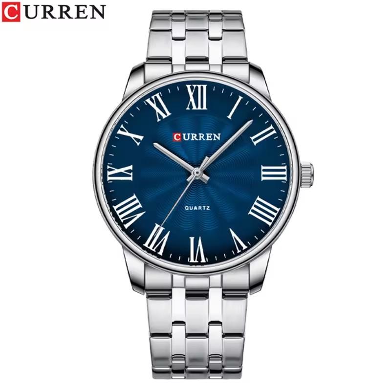 CURREN 8422 Men Quartz Watch Classic Roman Numeral Dial Relojes Stainless Steel Band Waterproof Business Casual Male Wristwatch