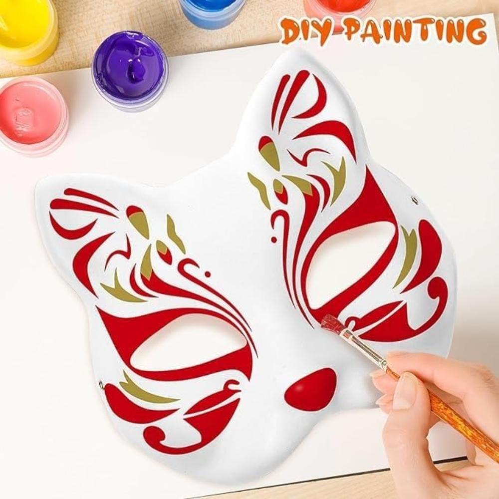 Кошачья маска Сделай сам Белая бумажная маска Заготовка, Расписанная вручную маска для лица на Хэллоуин, Маскарадный костюм, Аксессуар для косплея