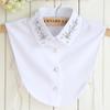 Linbaiway Fashion Women Fake Collar Shirt Beads Detachable Collars Chiffon Lapel Blouse Top Female White Clothes Decor