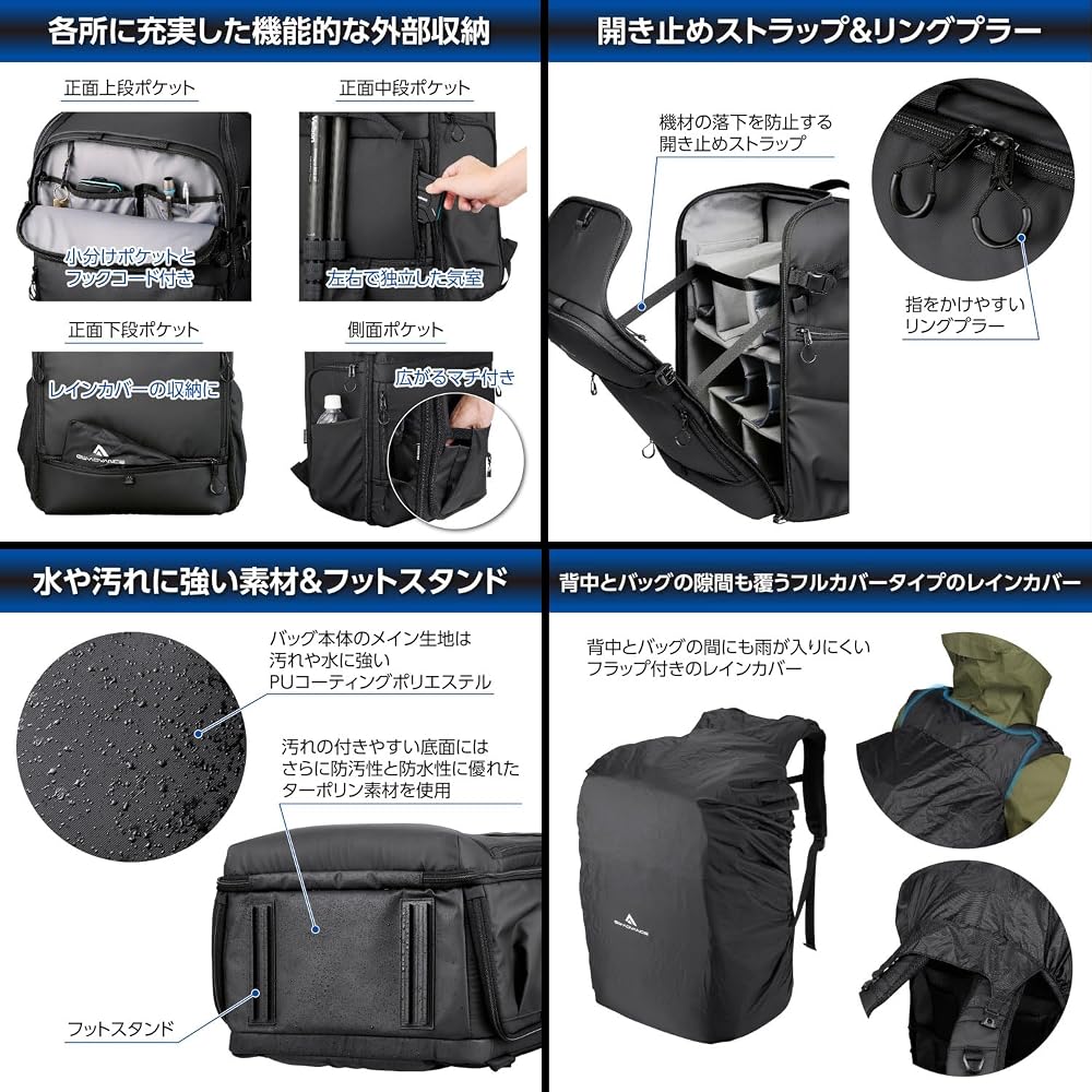 HAKUBA Camera Bag GW-ADVANCE Tank Facegate Backpack 26 AZ Black AMZSGWATKFGBP26 4-way access, full front opening for easy viewing 4977187005165